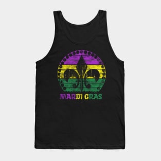 Mardi Gras Fleur De Lis Retro Sunset Tank Top